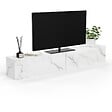 ID MARKET - Meuble TV 180 cm suspendu ELIO 2 portes bois effet marbre - vignette