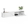 ID MARKET - Meuble TV 180 cm suspendu ELIO 2 portes bois effet marbre - vignette