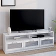 ID MARKET - Meuble TV 140 cm VITO portes givrées blanc - vignette