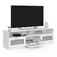 ID MARKET - Meuble TV 140 cm VITO portes givrées blanc - vignette