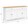 ID MARKET - Buffet 160cm ACHILLE 4 portes et 2 tiroirs blanc et plateau bois - vignette
