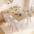 ID MARKET - Buffet extensible 120 cm 2 portes coulissantes avec table à manger rotative et pliable JANGO 2 à 4 personnes blanc et bois - vignette
