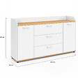 ID MARKET - Buffet 140 cm JABA 4 portes avec rebord blanc et plateau bois façon hêtre - vignette
