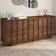 ID MARKET - Buffet 200 cm ROSIE 4 portes et 3 tiroirs façon noyer design minimaliste - vignette