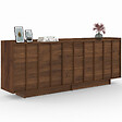 ID MARKET - Buffet 200 cm ROSIE 4 portes et 3 tiroirs façon noyer design minimaliste - vignette