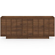 ID MARKET - Buffet 200 cm ROSIE 4 portes et 3 tiroirs façon noyer design minimaliste - vignette