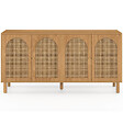 ID MARKET - Buffet 160 cm VLORA 4 portes forme arche bois et cannage - vignette