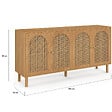 ID MARKET - Buffet 160 cm VLORA 4 portes forme arche bois et cannage - vignette