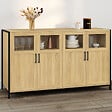 ID MARKET - Buffet 140 cm DETROIT 4 portes avec vitrines design industriel - vignette