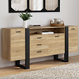 ID MARKET - Buffet 180 cm PHOENIX XXL 3 portes et 3 tiroirs avec niche bois et noir - vignette