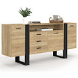 ID MARKET - Buffet 180 cm PHOENIX XXL 3 portes et 3 tiroirs avec niche bois et noir - vignette