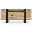 ID MARKET - Buffet 180 cm PHOENIX XXL 3 portes et 3 tiroirs avec niche bois et noir - vignette