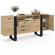 ID MARKET - Buffet 180 cm PHOENIX XXL 3 portes et 3 tiroirs avec niche bois et noir - vignette