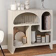 ID MARKET - Buffet organique 80 cm ALESIA 4 niches meuble de rangement effet travertin - vignette
