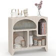 ID MARKET - Buffet organique 80 cm ALESIA 4 niches meuble de rangement effet travertin - vignette