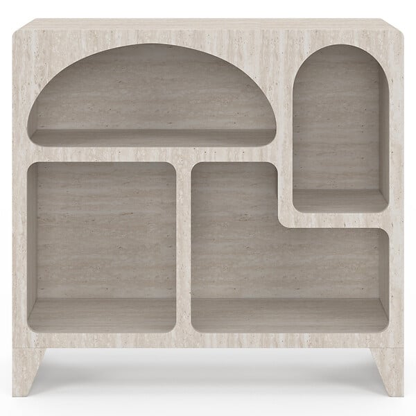 ID MARKET - Buffet organique 80 cm ALESIA 4 niches meuble de rangement effet travertin - large