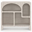 ID MARKET - Buffet organique 80 cm ALESIA 4 niches meuble de rangement effet travertin - vignette