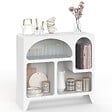 ID MARKET - Buffet organique 80 cm ALESIA bois blanc meuble de rangement 4 niches - vignette