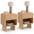 ID MARKET - Lot de 2 tables de chevet CAPUCINE 1 tiroir et 1 niche façon hêtre design arrondi - vignette