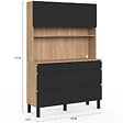 ID MARKET - Buffet double casserolier de cuisine 120 cm CLAUDE 6 tiroirs + 1 placard bois et noir - vignette