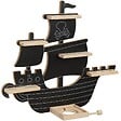 TECTAKE - Étagère murale décorative pirate en bois, pour 40 figurines, magnétique, support inclus, noir, 66,5 x 16,5 x 57 cm - vignette
