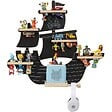 TECTAKE - Étagère murale décorative pirate en bois, pour 40 figurines, magnétique, support inclus, noir, 66,5 x 16,5 x 57 cm - vignette