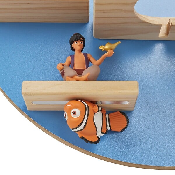 TECTAKE - Étagère murale pour 28 figurines, magnétique, adaptée aux toniebox 1 et 2, avec support écouteurs, suspension invisible, bleu, 44,5 x 16,5 cm - large