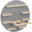 TECTAKE - Étagère murale décorative gris, motif lune, pour 28 figurines, magnétique, support écouteurs, suspension invisible, 44,5 x 16,5 cm - vignette