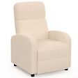ID MARKET - Fauteuil relax CALEB en tissu bouclette beige avec dossier inclinable et repose pieds - vignette