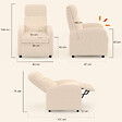 ID MARKET - Fauteuil relax CALEB en tissu bouclette beige avec dossier inclinable et repose pieds - vignette