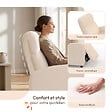 ID MARKET - Fauteuil relax CALEB en tissu bouclette beige avec dossier inclinable et repose pieds - vignette
