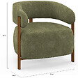 ID MARKET - Fauteuil ALBERT tissu chenille vert et pieds effet noyer - vignette