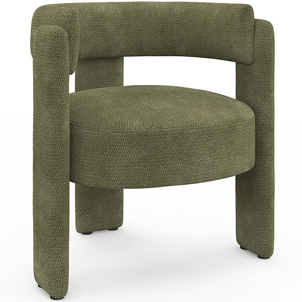ID MARKET - Fauteuil tripode GUSTAVE tissu chenille vert - large