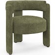 ID MARKET - Fauteuil tripode GUSTAVE tissu chenille vert - vignette
