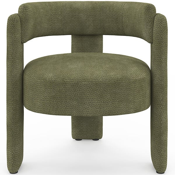 ID MARKET - Fauteuil tripode GUSTAVE tissu chenille vert - large