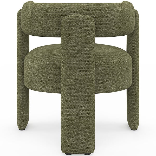 ID MARKET - Fauteuil tripode GUSTAVE tissu chenille vert - large