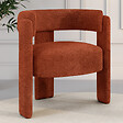 ID MARKET - Fauteuil tripode GUSTAVE tissu chenille terracotta - vignette