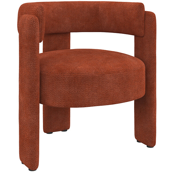 ID MARKET - Fauteuil tripode GUSTAVE tissu chenille terracotta - large