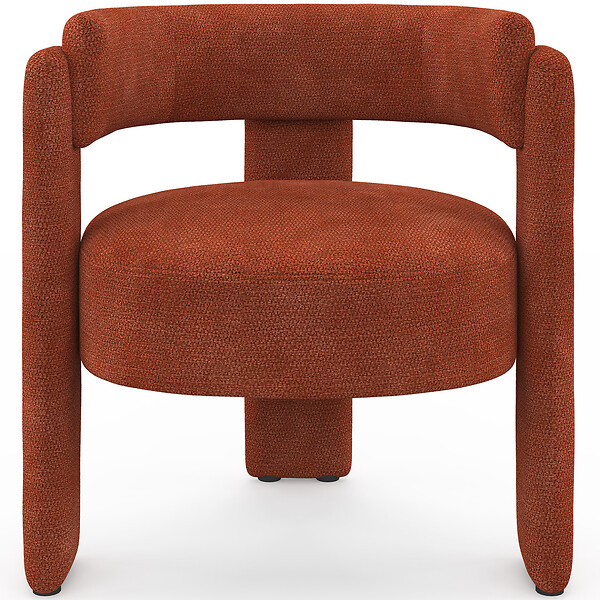ID MARKET - Fauteuil tripode GUSTAVE tissu chenille terracotta - large