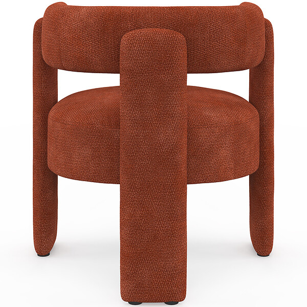 ID MARKET - Fauteuil tripode GUSTAVE tissu chenille terracotta - large