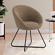 ID MARKET - Fauteuil forme oeuf ANGELINA en velours côtelé taupe pieds croisés noirs - vignette