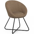 ID MARKET - Fauteuil forme oeuf ANGELINA en velours côtelé taupe pieds croisés noirs - vignette