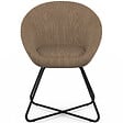 ID MARKET - Fauteuil forme oeuf ANGELINA en velours côtelé taupe pieds croisés noirs - vignette