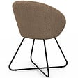 ID MARKET - Fauteuil forme oeuf ANGELINA en velours côtelé taupe pieds croisés noirs - vignette