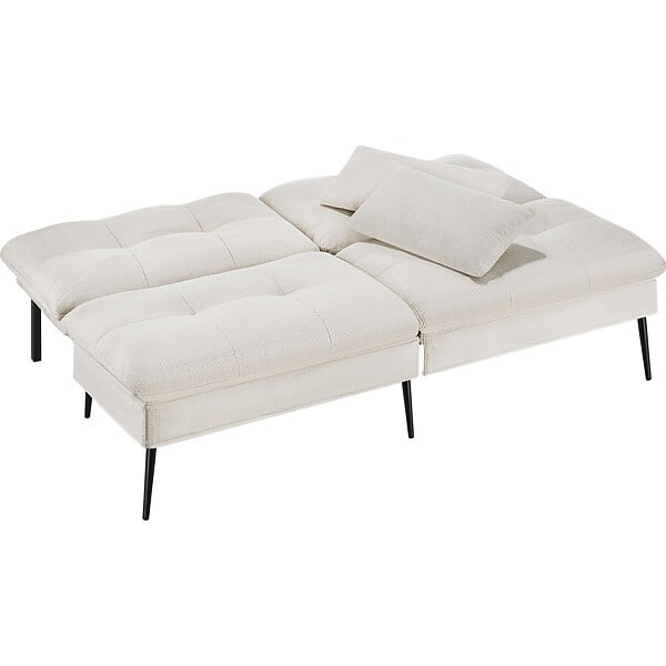 TECTAKE - Canapé lit 3 en 1 dossier réglable en 6 positions capacité de charge 300 kg crème blanc 175 cm - large