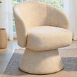 ID MARKET - Fauteuil pivotant CYRUS en tissu chenille beige - vignette