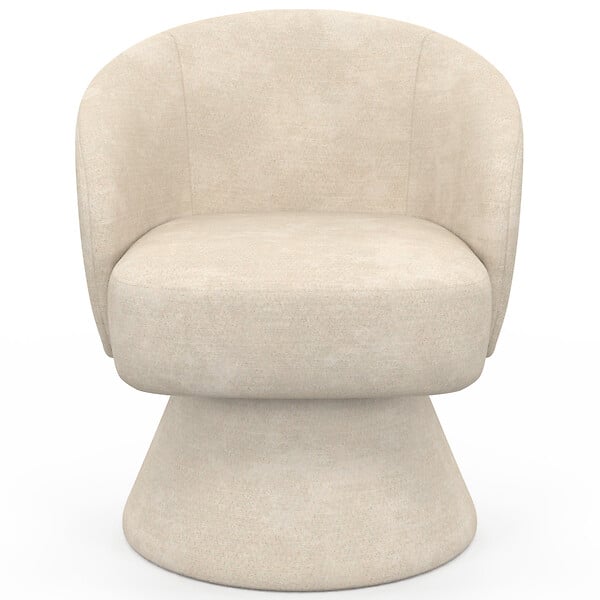ID MARKET - Fauteuil pivotant CYRUS en tissu chenille beige - large
