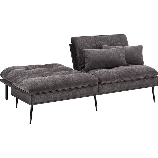 TECTAKE - Canapé lit 3 en 1 dossier réglable en 6 positions capacité de charge 300 kg gris 175x66x87 cm - large