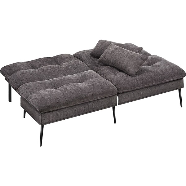 TECTAKE - Canapé lit 3 en 1 dossier réglable en 6 positions capacité de charge 300 kg gris 175x66x87 cm - large