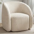 ID MARKET - Fauteuil CORI en velours côtelé beige - vignette
